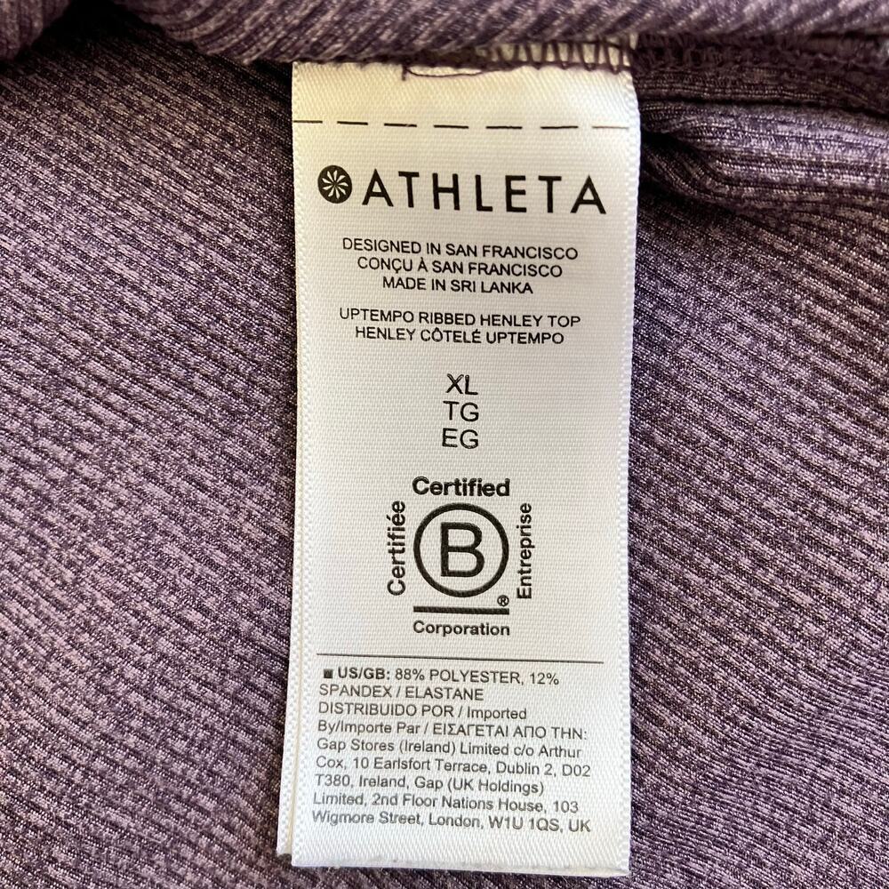 Athleta Sz XL Uptempo Ribbed Henley Top in Regal Plum Purple Stretchy Fitted - Picture 15 of 16